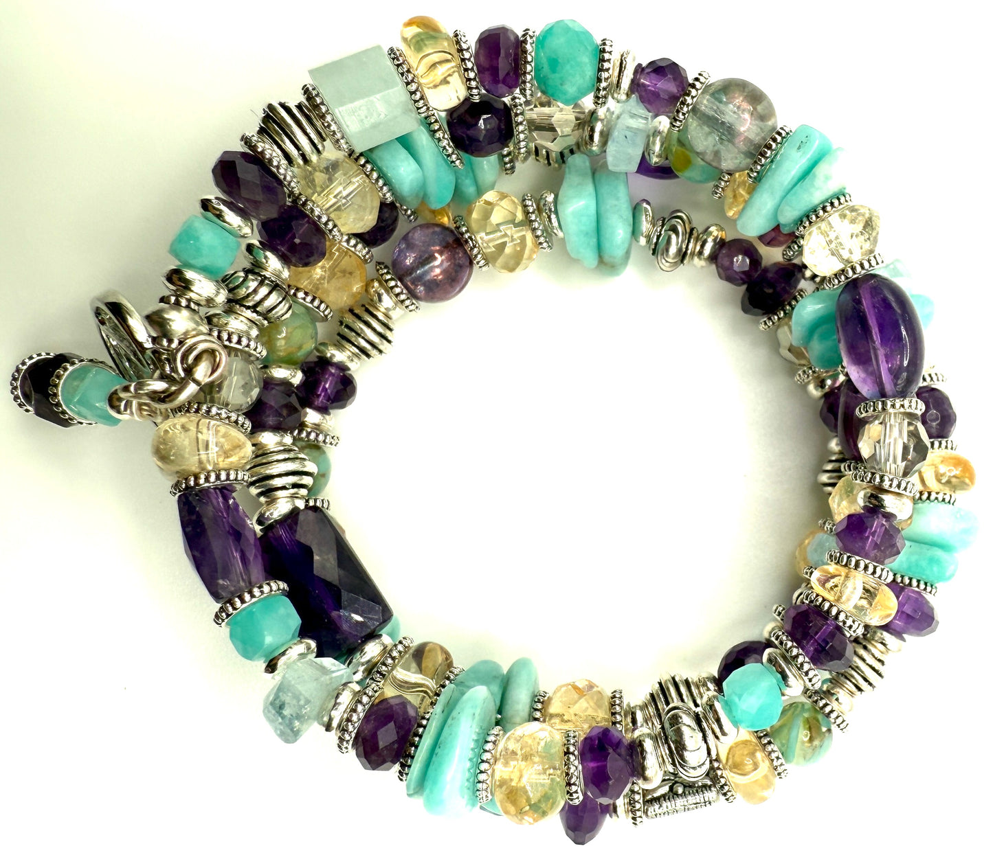 Amethyst, Citrine & Amazonite Bracelet