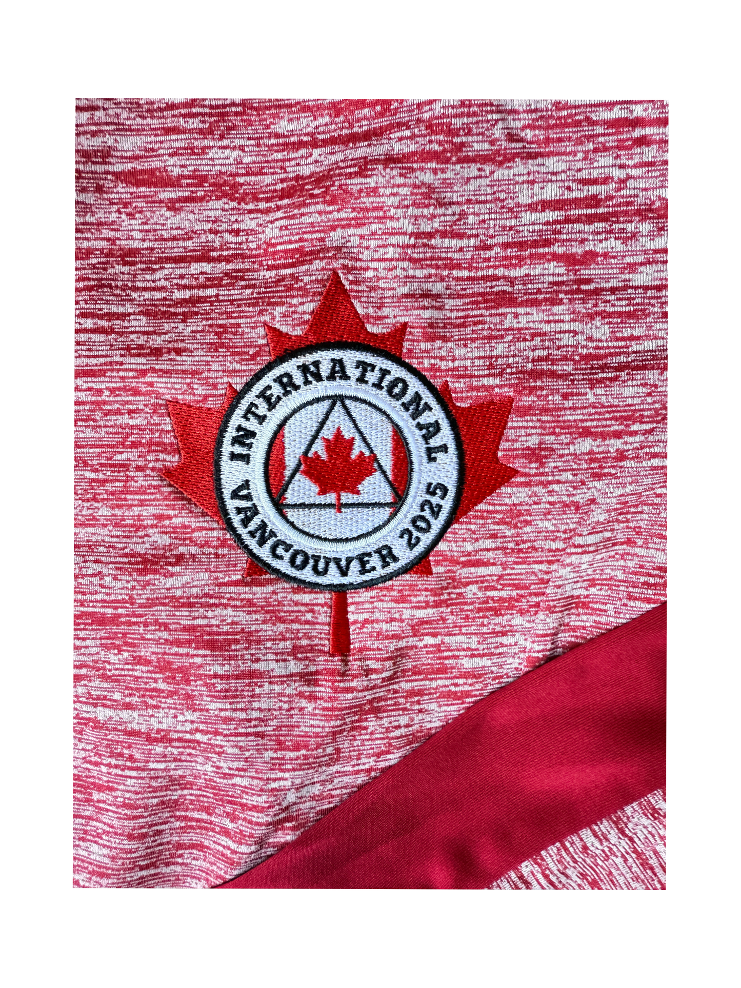 Red Embroidered Heather Color block 1/4-Zip Maple Leaf - International Convention 2025!