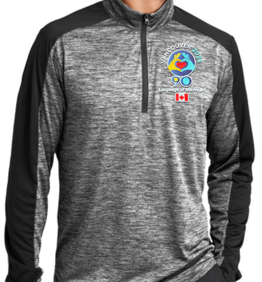 Black Embroidered Heather Color block 1/4-Zip Logo - International Convention 2025!