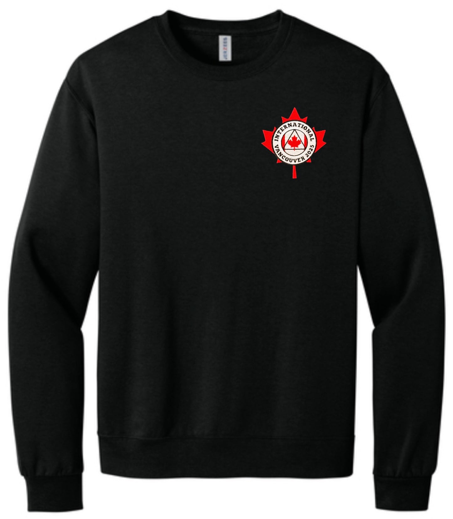 Black Embroidered Crewneck Sweatshirt Maple Leaf - International Convention 2025!