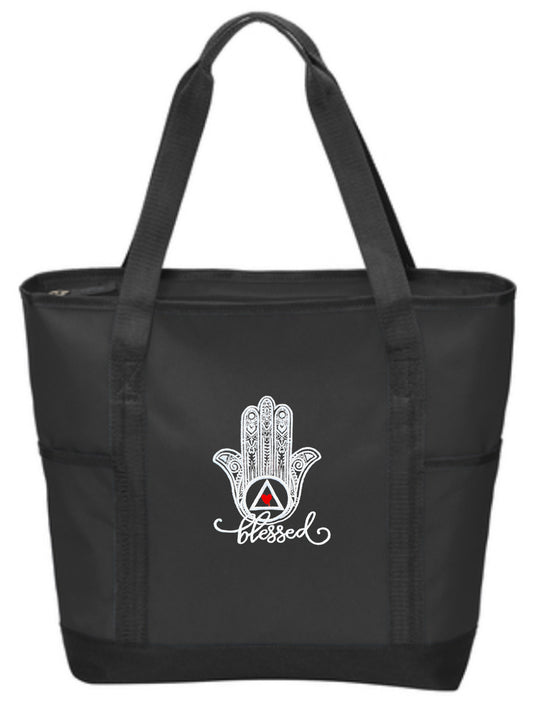 “Blessed” ❤️ Embroidered Zip Top Tote Bag