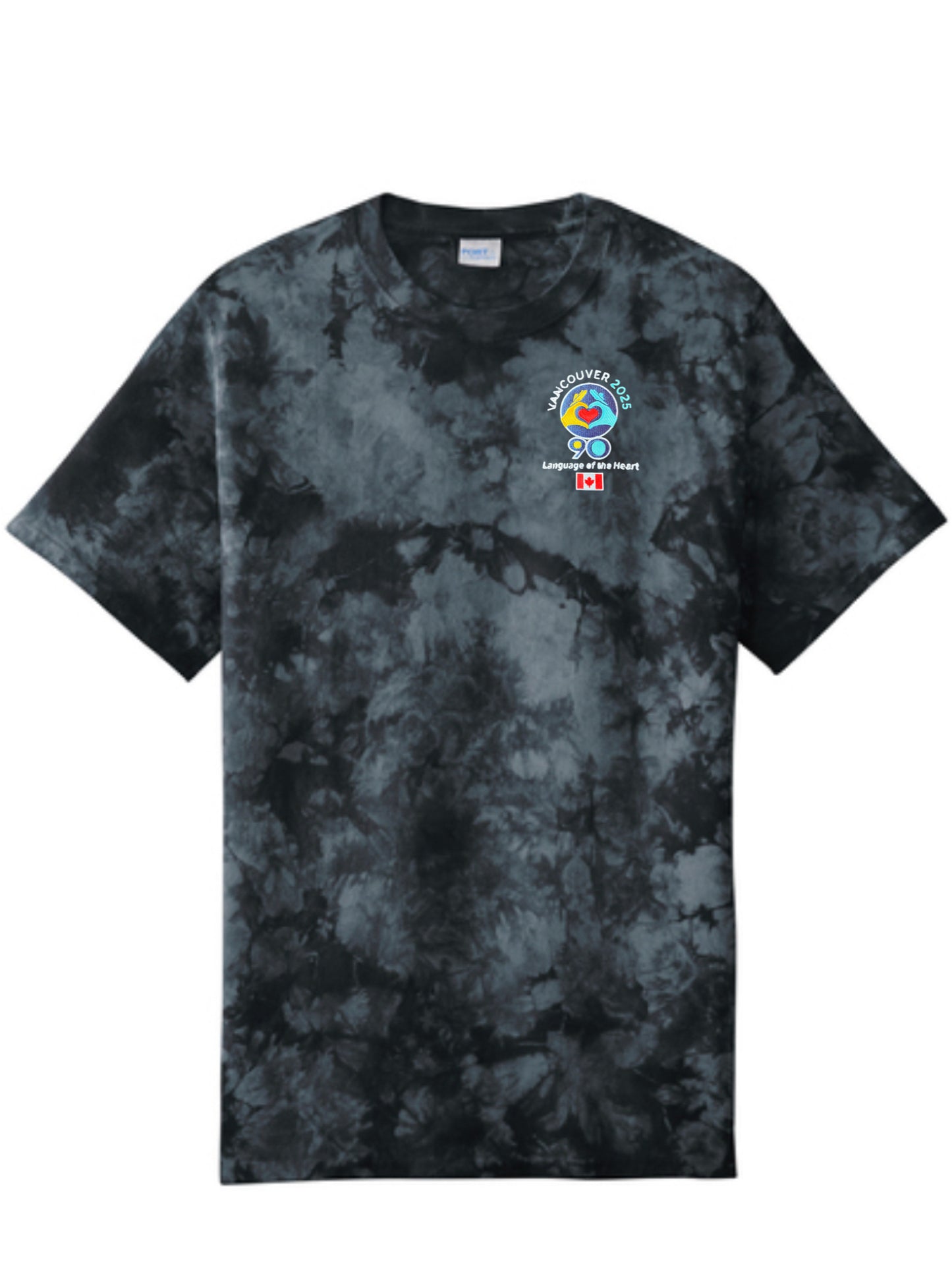 Black Embroidered Crystal Tye Dye T-Shirt Logo- International Convention 2025!