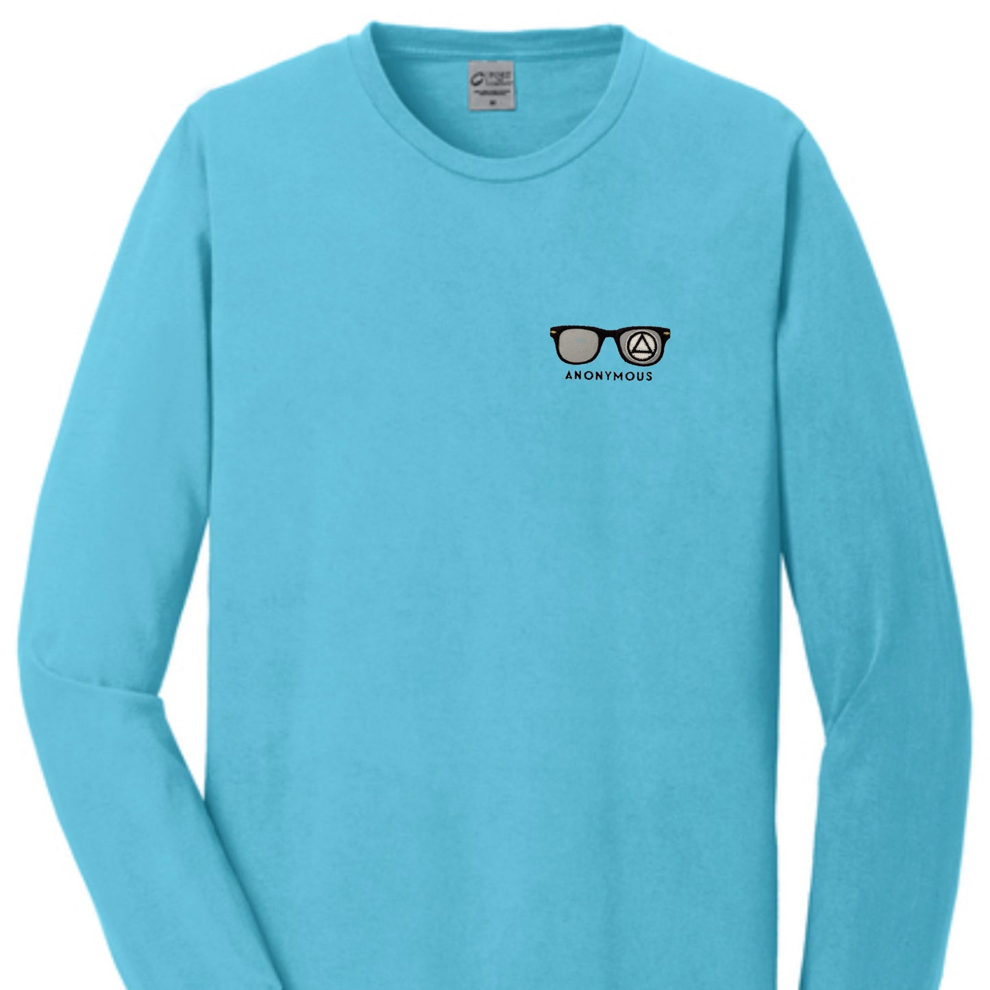 Embroidered Anonymous “Tidal Wave” Beach Washed Garment Dyed Long Sleeve T With Or Without Sobriety Date