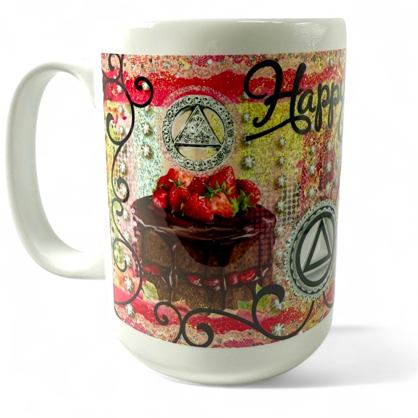 Personalized Happy Birthday Raspberry Cake Mug