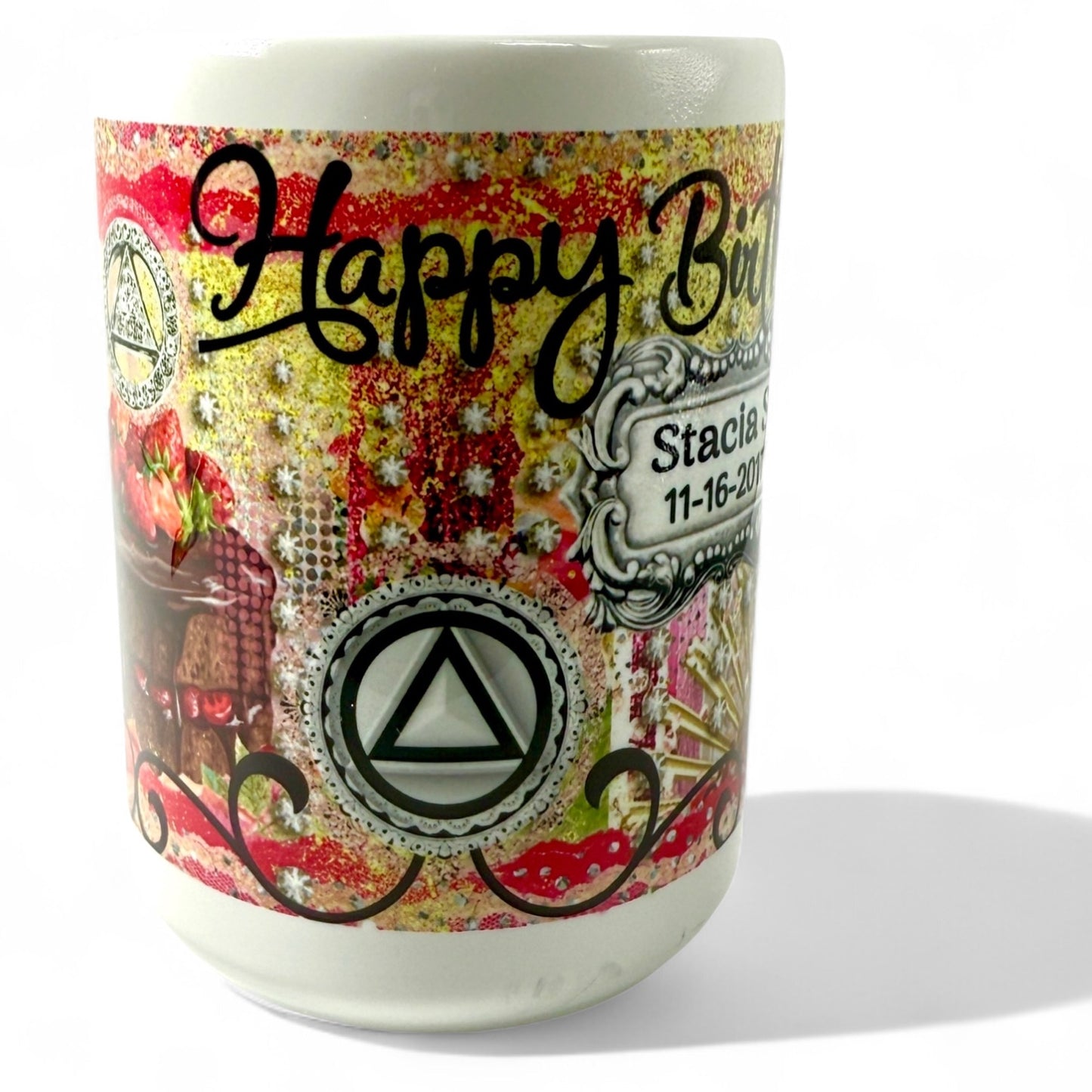 Personalized Happy Birthday Raspberry Cake Mug