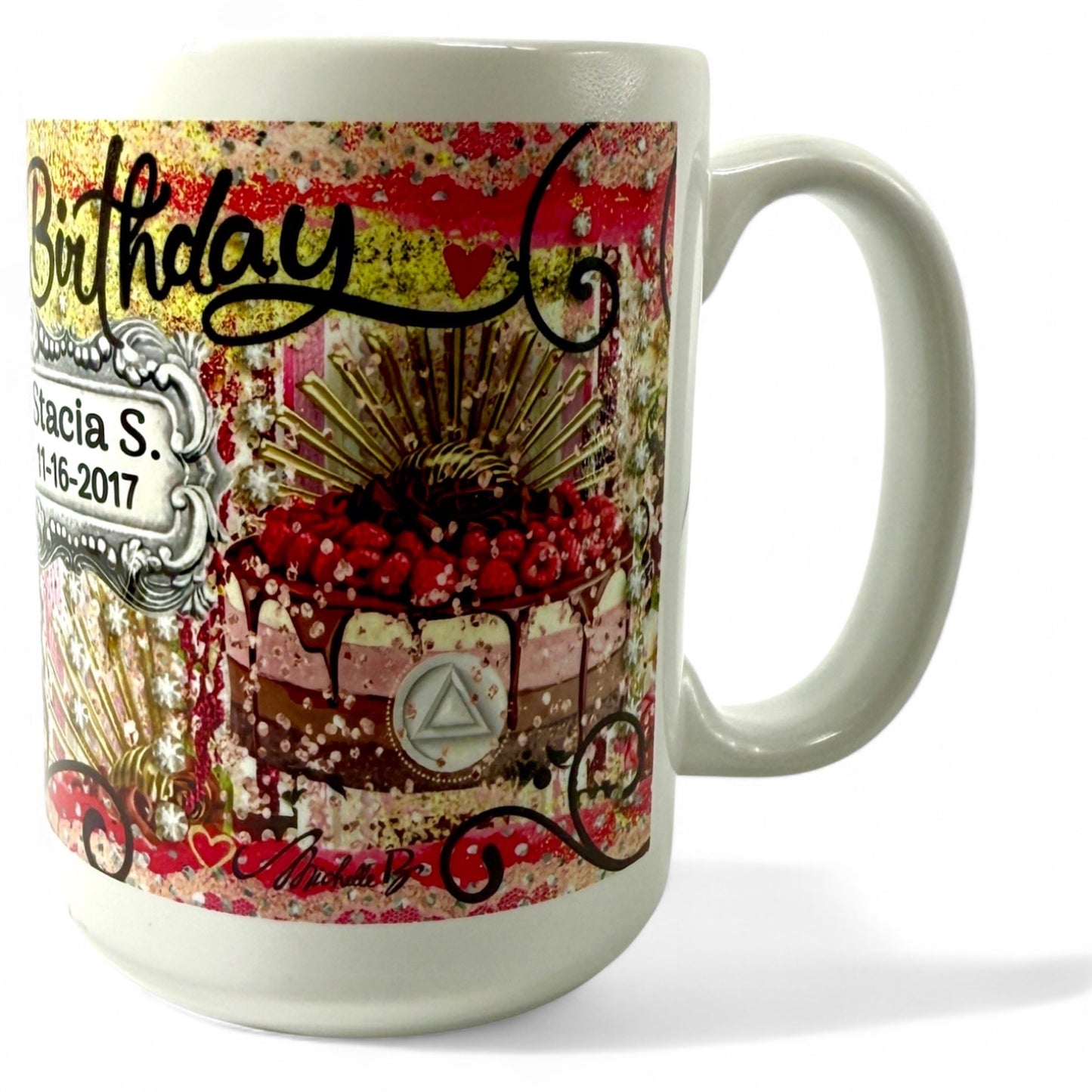 Personalized Happy Birthday Raspberry Cake Mug