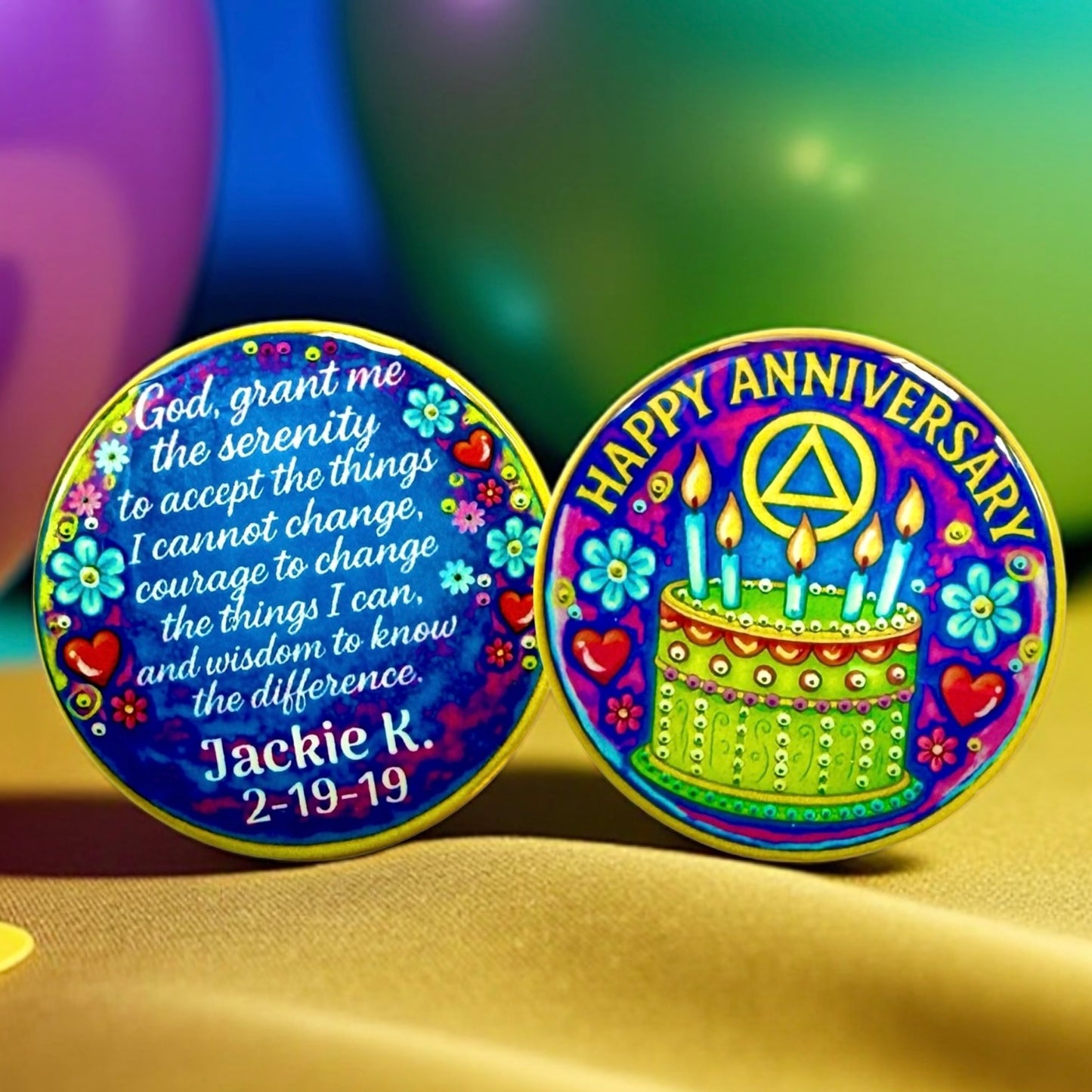Personalized Happy Anniversary Lime Cake Medallion