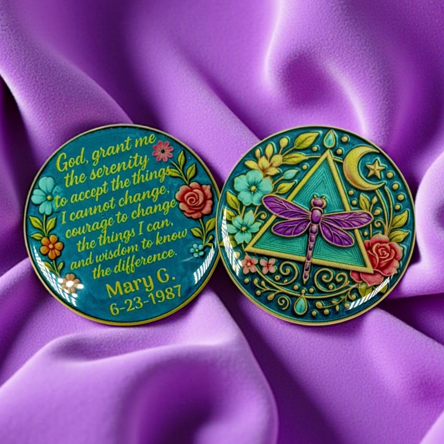 Personalized Dragonfly Recovery Medallion
