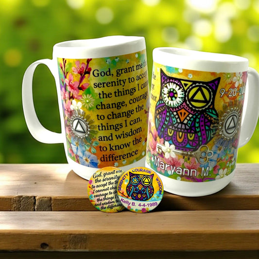 Personalized Serenity Prayer Wise Owl Mug