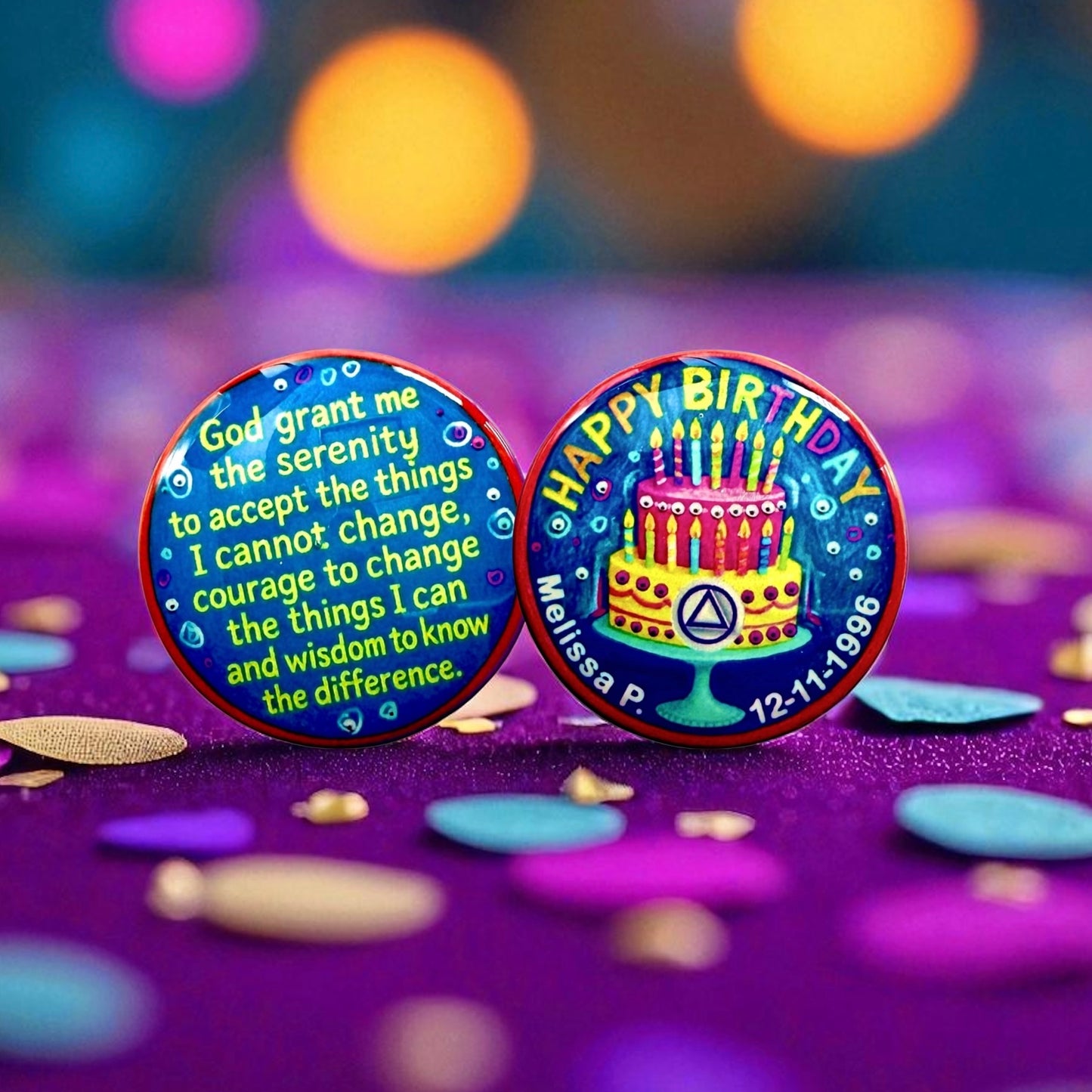 Personalized Happy Birthday Candles Cake Medallion