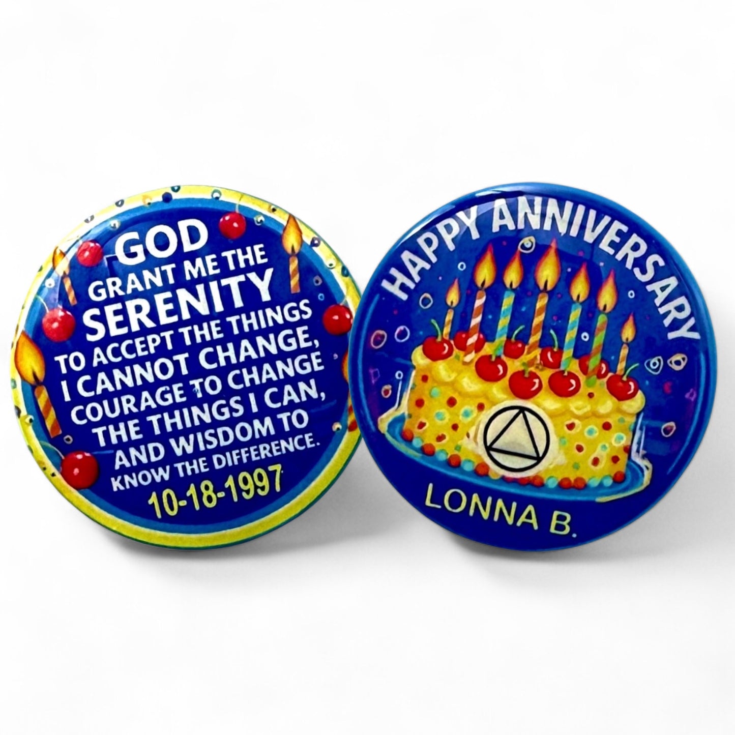 Personalized Happy Anniversary Cherry Cake Medallion