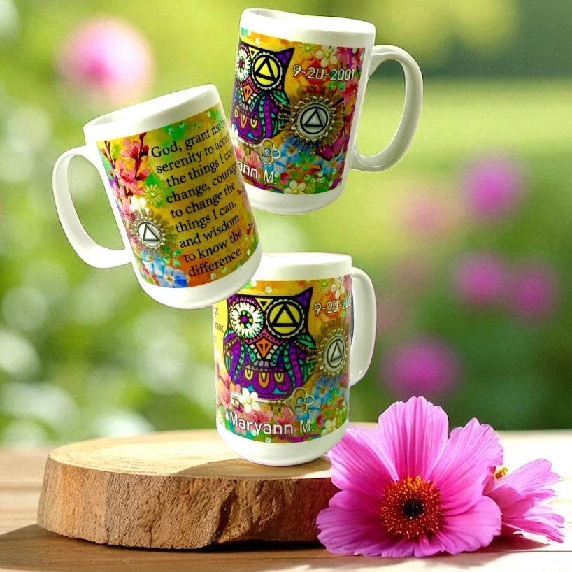 Personalized Serenity Prayer Wise Owl Mug