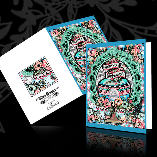 Happy Birthday Floral Frame Birthday Card