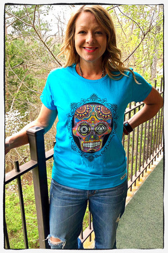 New! Sugar Skull Turquoise Tee