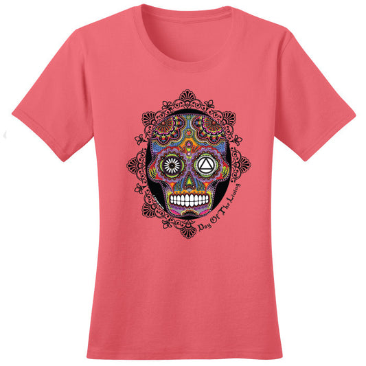 New! Sugar Skull Coral Tee