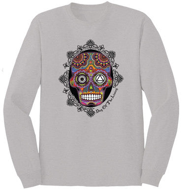 Sugar Skull Silver Long Sleeve Tee. New!