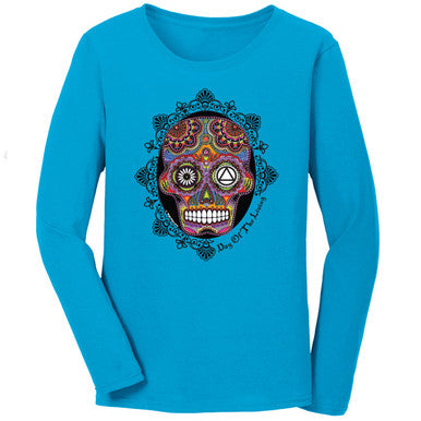 Sugar Skull Turquoise Long Sleeve Tee. New!