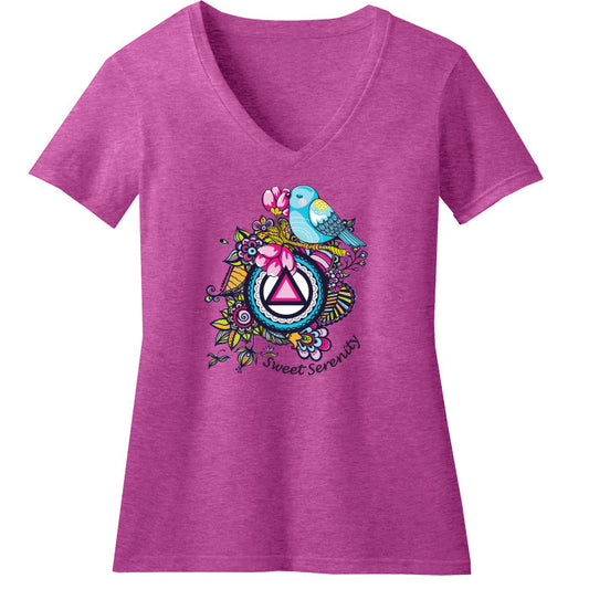 New! Sweet Serenity Raspberry V-Neck Tee