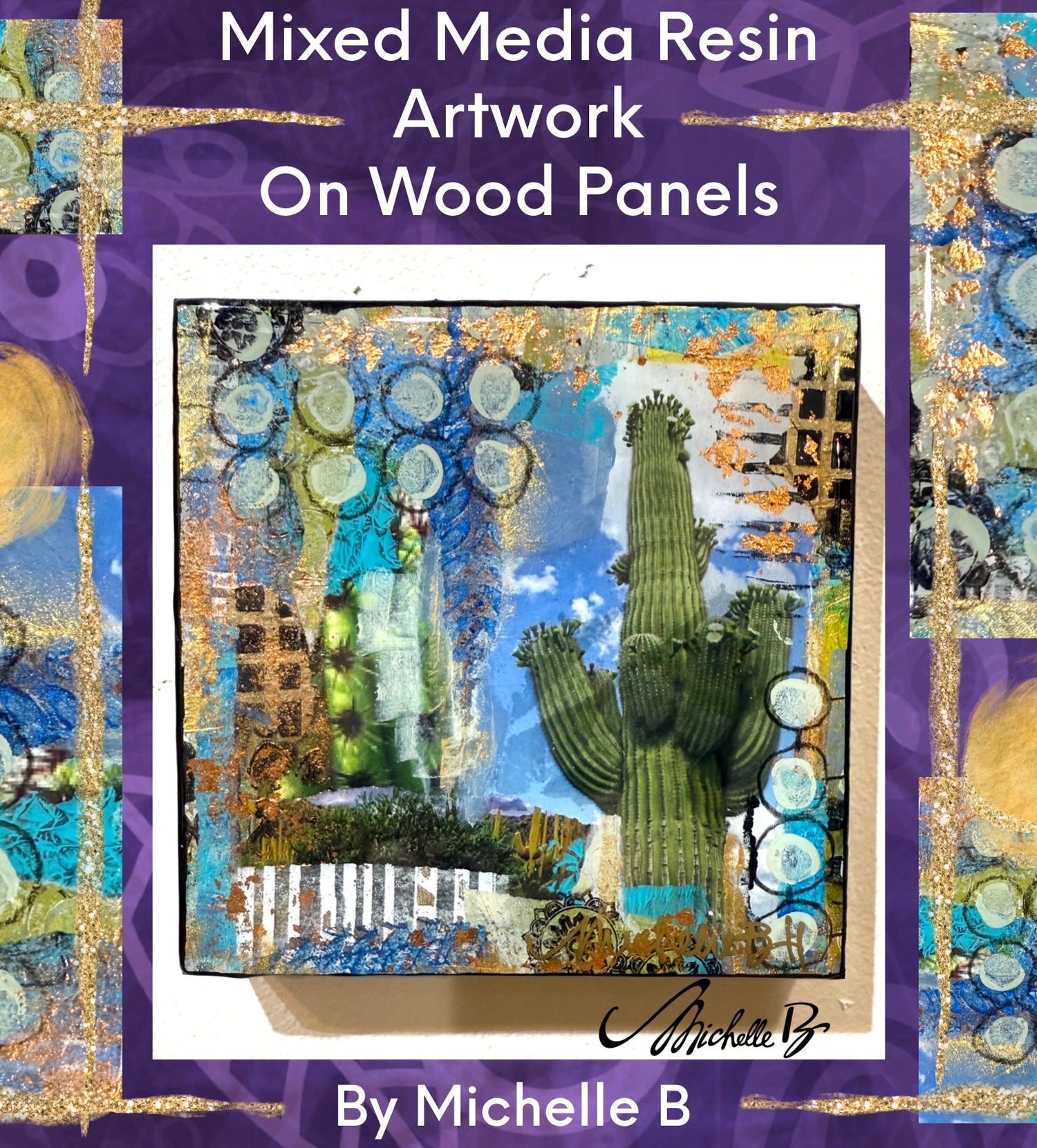 Mixed Media Resin Artwork On Wooden Panels
