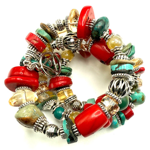 Coral & Turquoise Bracelet