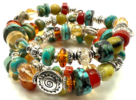 Turquoise, Citrine & Agate Bracelet