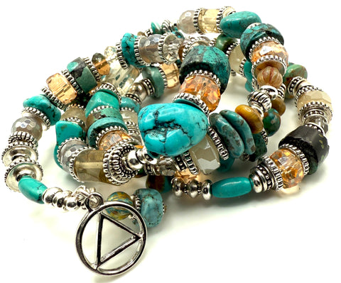 Turquoise,Citrine and Czech Beaded Bracelet