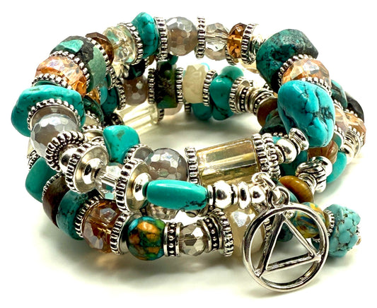 Turquoise,Citrine and Czech Beaded Bracelet