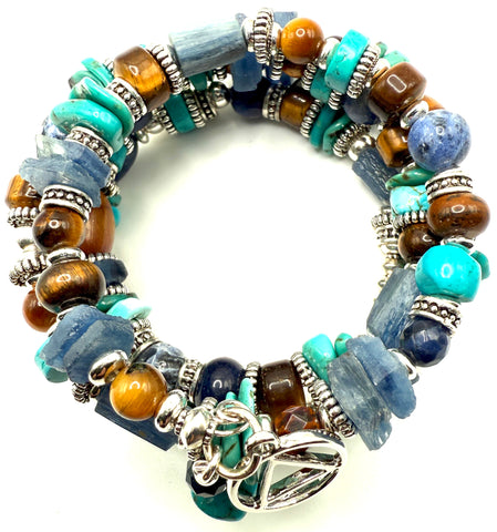 Kyanite, Turquoise & Tigers Eye Bracelet