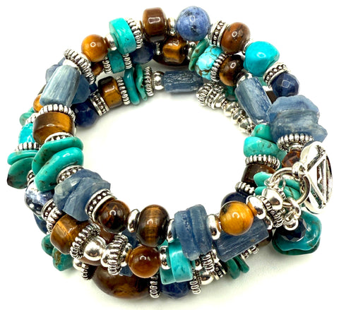 Kyanite, Turquoise & Tigers Eye Bracelet