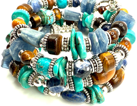 Kyanite, Turquoise & Tigers Eye Bracelet