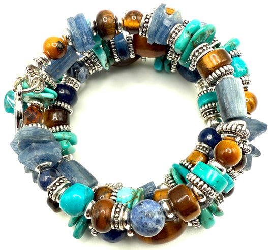 Kyanite, Turquoise & Tigers Eye Bracelet