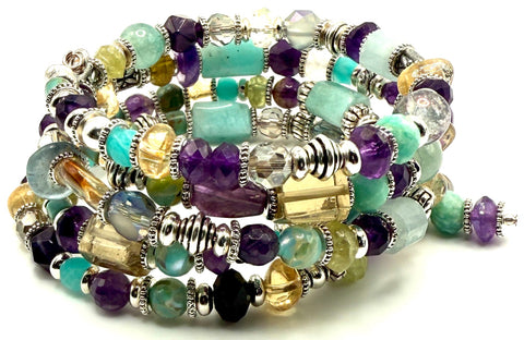 Amethyst, Citrine & Amazonite Bracelet