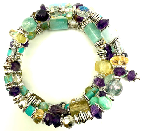 Amethyst, Citrine & Amazonite Bracelet