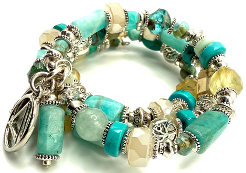 Amazonite, Citrine, Turquoise & Czech Bracelet