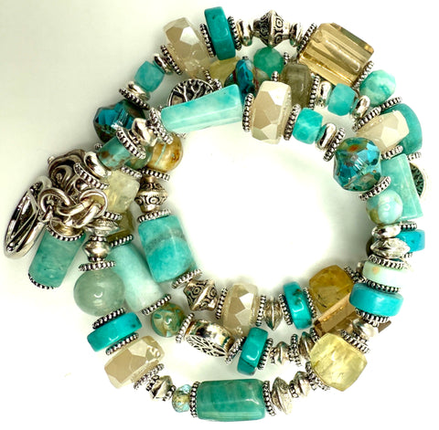 Amazonite, Citrine, Turquoise & Czech Bracelet