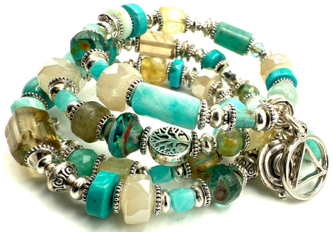 Amazonite, Citrine, Turquoise & Czech Bracelet