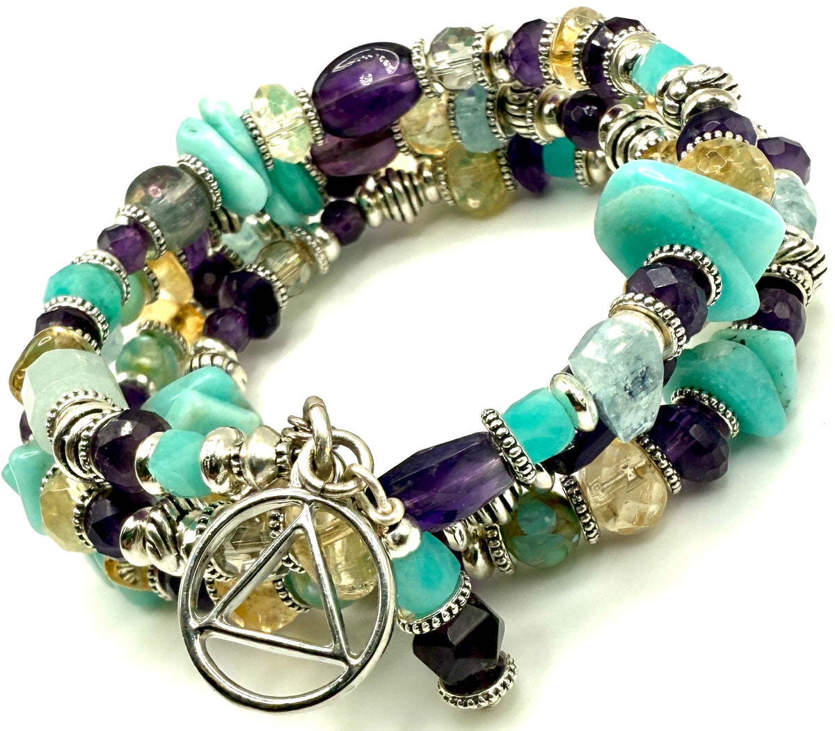 Amethyst, Citrine & Amazonite Bracelet