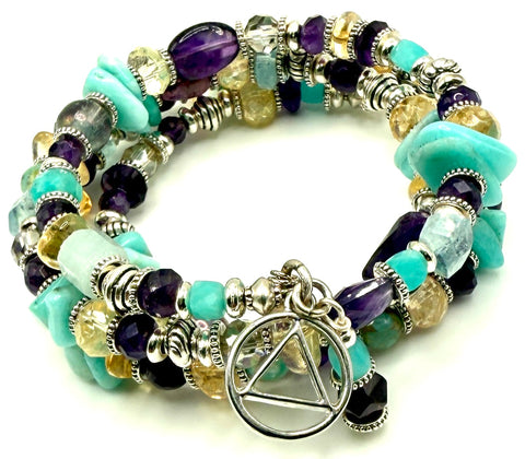 Amethyst, Citrine & Amazonite Bracelet