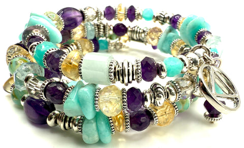 Amethyst, Citrine & Amazonite Bracelet