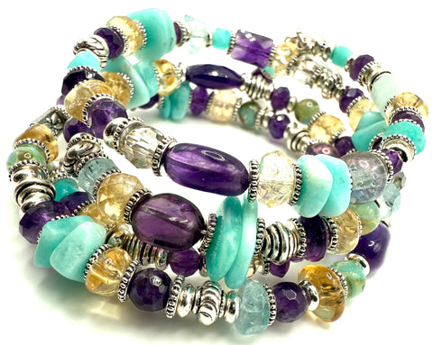 Amethyst, Citrine & Amazonite Bracelet