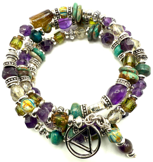 Amethyst, Czech & Turquoise Bracelet