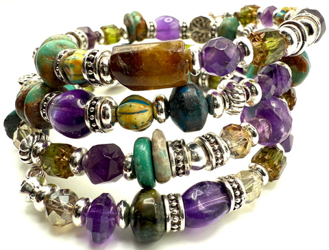 Amethyst, Czech & Turquoise Bracelet