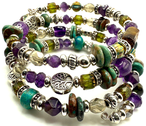 Amethyst, Czech & Turquoise Bracelet