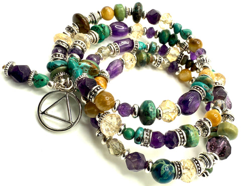 Amethyst, Citrine & Turquoise Bracelet