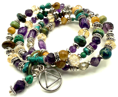 Amethyst, Citrine & Turquoise Bracelet