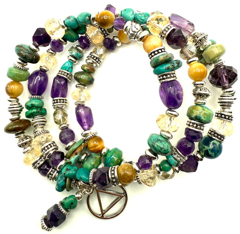 Amethyst, Citrine & Turquoise Bracelet