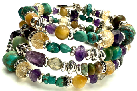 Amethyst, Citrine & Turquoise Bracelet