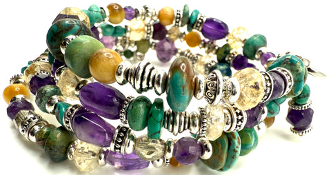 Amethyst, Citrine & Turquoise Bracelet