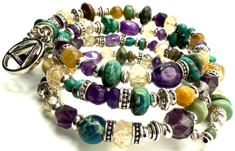 Amethyst, Citrine & Turquoise Bracelet