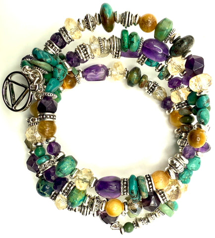 Amethyst, Citrine & Turquoise Bracelet